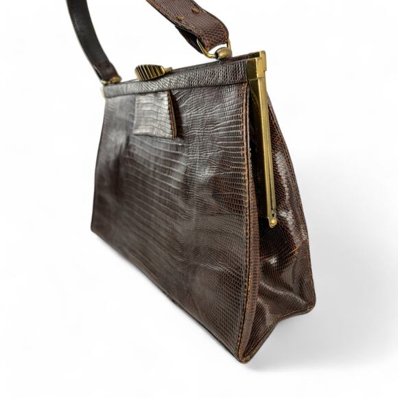 Vintage 1950s Lesco Genuine Alligator Leather Handbag - Picture 4 of 16